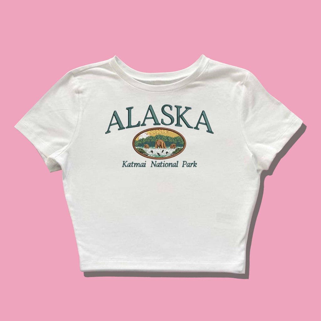 Baby Tee Alaska Katmai National Park Y2k Style Crop Tee