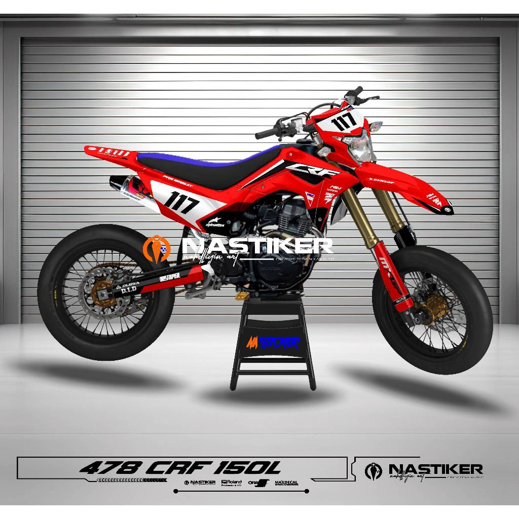 DECAL KIT CRF 150 L MERAH DESAIN SIMPLE - DECAL CRF150L FUL BODY, KLX BF, DTRAKER, KLX SIMPLE