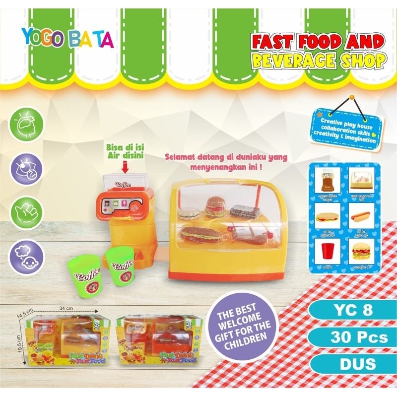 (BISA COD) Mainan anak Masak-Masakan Fast Food And Beverage Shop YC-8 / Mainan fast drink & food YC 