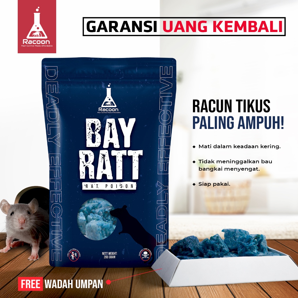 RACOON Racun Tikus Ampuh / Umpan Tikus 200 gram FREE Wadah