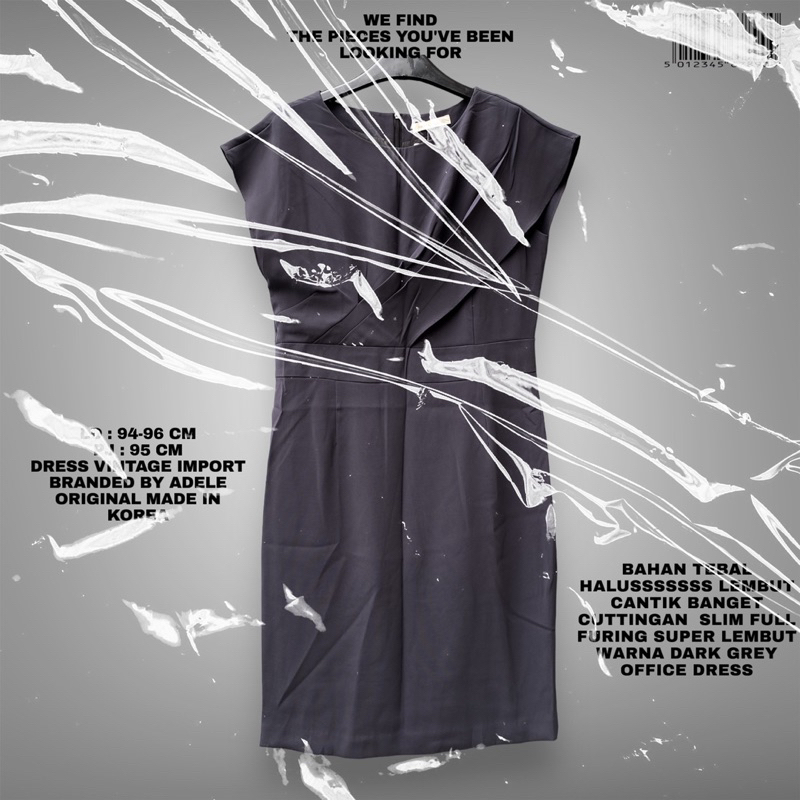 KOREAN DRESS/IMPORT DRESS/DRESS KANTOR/OFFICE DRESS/GREY DRESS/KOREAN LOOK/KOREAN STYLE/DRESS BKK/DR