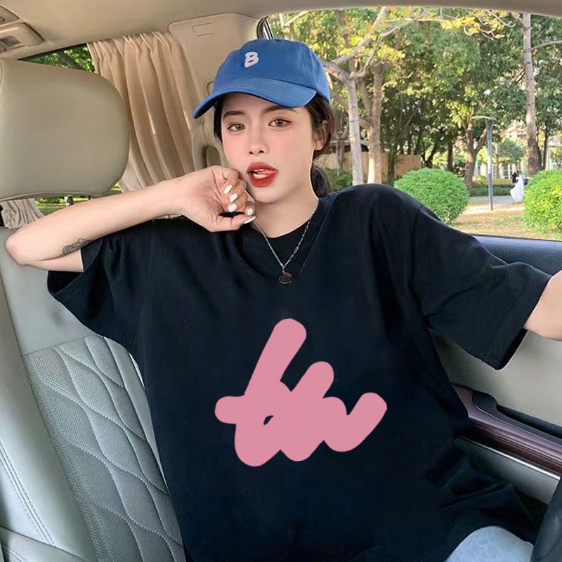 XIAOZHAINV t shirt Pink graffiti kaos oversize atasan korean style wanita korean style wanita bigsize ootd A0916