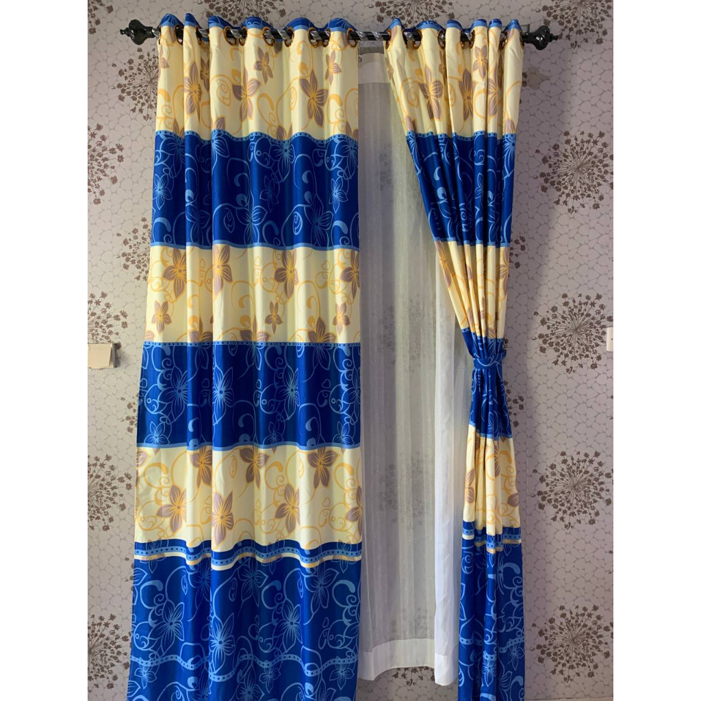 gorden untuk jendela / gorden rumah untuk ruang tamu motif blue floral