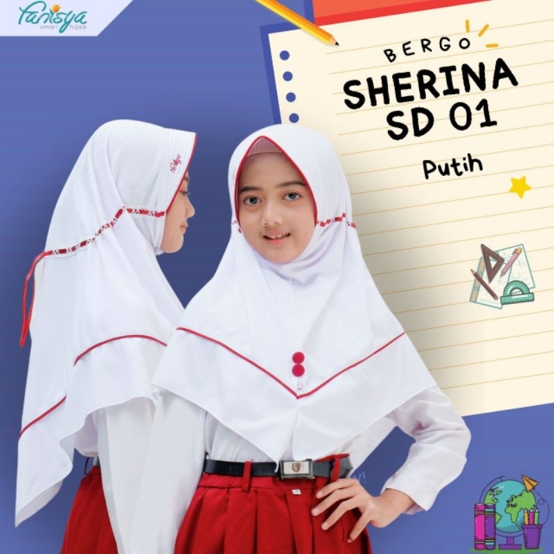 JILBAB SEKOLAH KAOS SHERINA SD01 BERGO SEKOLAH ANAK WARNA PUTIH