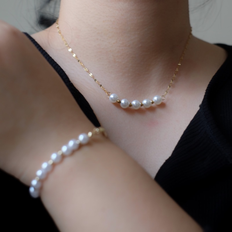 Ark.co - AGNES pearl necklace & bracelet | kalung gelang mutiara