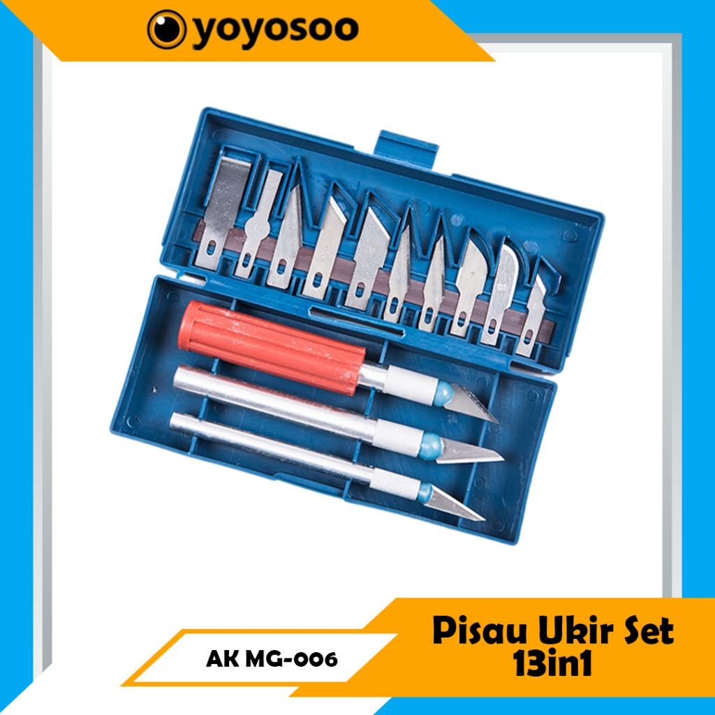 

Set Pisau & Refill Mata Pisau Alat Ukir Seni Dengan 3 Handle Pisau 13pcs Good Quality - YOYOSOO