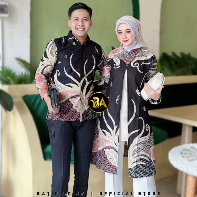 Batik Tunik Couple Modern Set Pakaian Couple Kemeja Batik Panjang Premium Batik Couple Pasangan