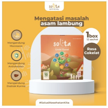 

SOLITA Minuman Serbuk Umbi Garut Isi 12 Sachet Rasa Coklat untuk Atasi Asam Lambung, Maag, dan GERD | SOLITA