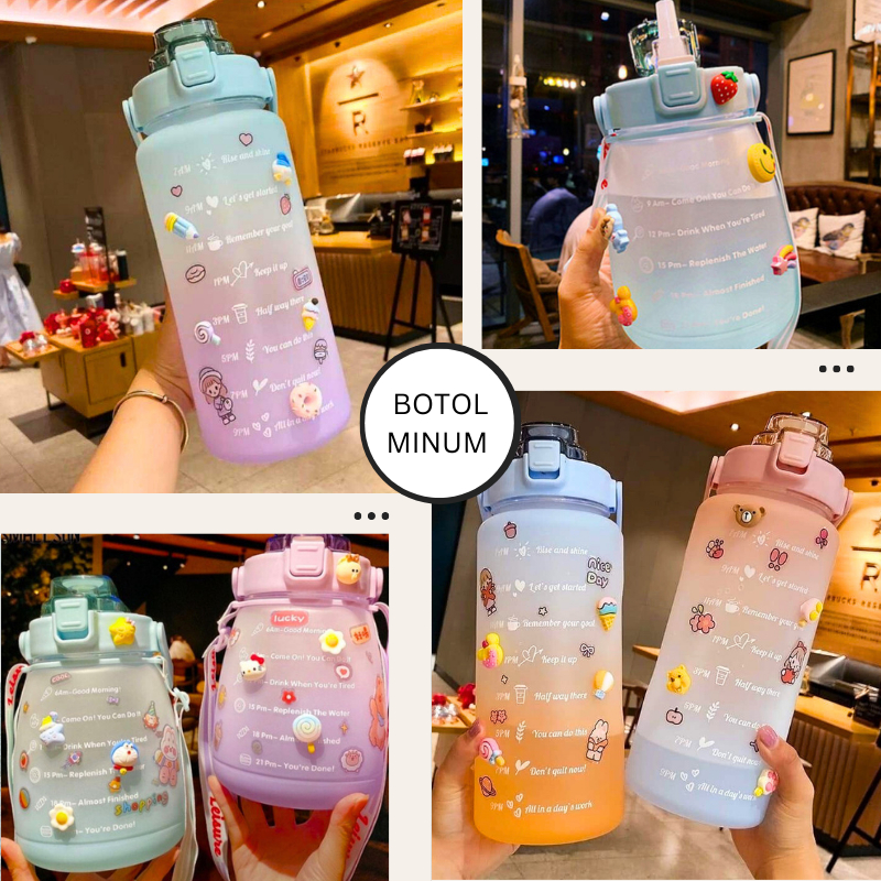 Botol Viral Nagita//botol gemoy//botol Viral 2 liter//botol pelangi//botol warna 2000ml/Botol minum 