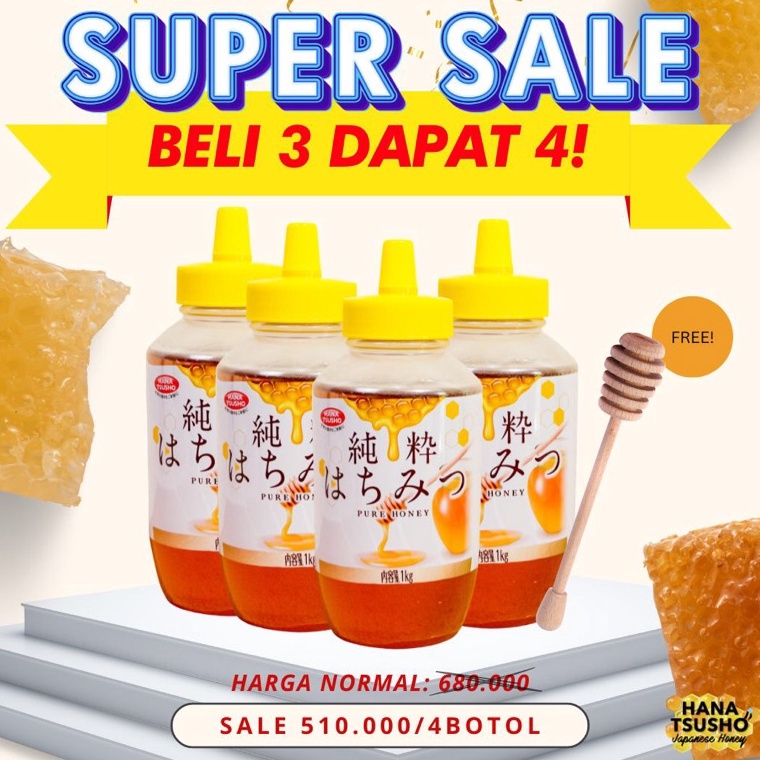 

Re4dy Paket Hemat Beli 3 1 Madu Murni Jepang HanaTsusho 1 KG (CHECKOUT 4 UNTUK BUY 3 1) Produk Trend