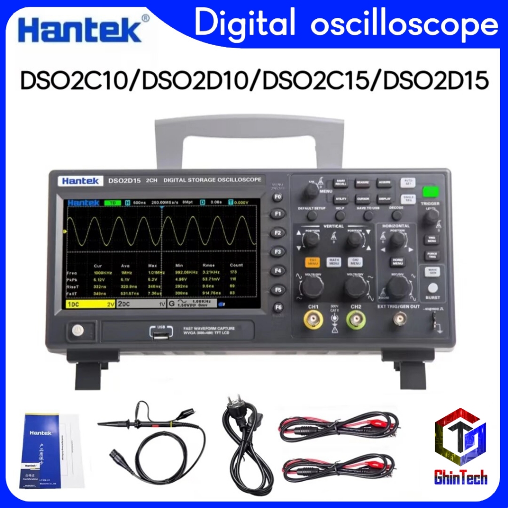 HanTek Osiloskop Digital DSO2D15 DSO2D10 Osiloskop USB DSO 2D15 2D10 Penguji Multimeter 2 Channel Sa