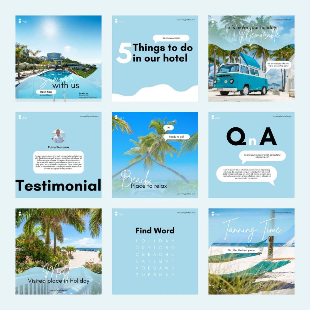 Accomodation Instagram Feed/Post Template Canva | 9 Post Premium Design | Bisa Diedit di Canva | Gra
