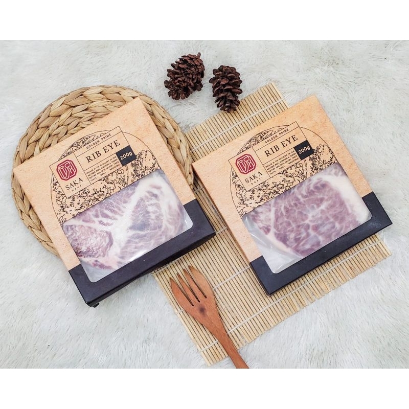 

Daging Sapi Rib Eye Steak Premium Golden Prime Saka Beef 200gr