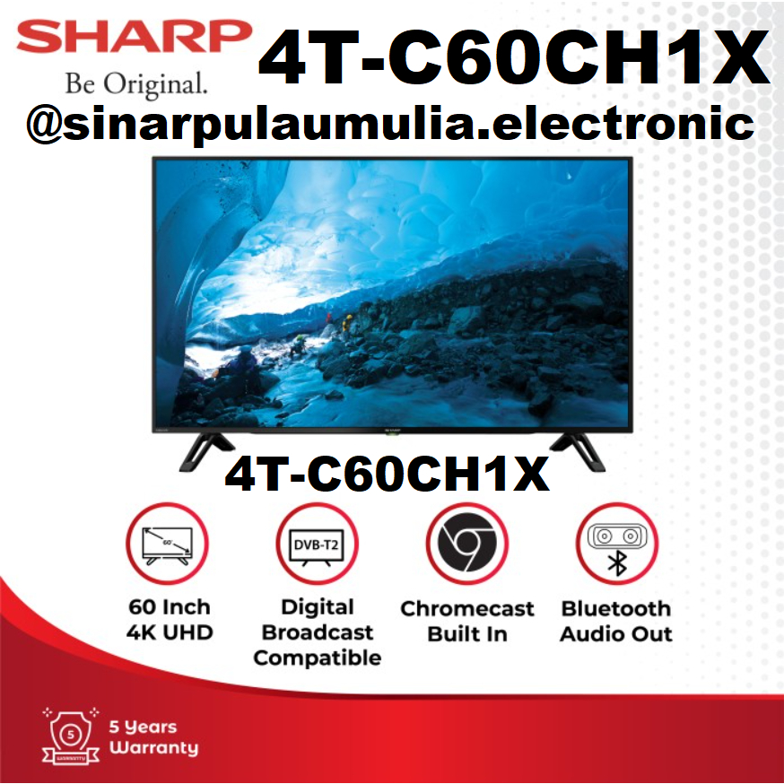 Sharp LED TV 60 Inch TV 4K UHD Digital - 4T-C60CH1X / 4T C60CH1X / 4TC 60 CH 1X 60CH 4TC60CH1X