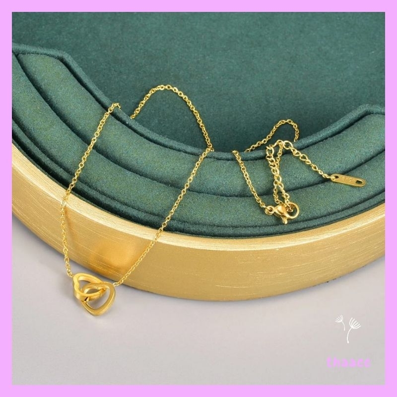 Kalung fashion titanium Love double simple ( Gold & Silver )