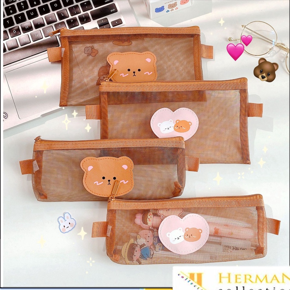 

Buruan Beli HC Tempat Pensil Zipper Coklat Motif Beruang Dompet Pensil Coklat Lucu Motif Bear Tempat Makeup Teddy Brown Model Jaring Transparan dan Multicolour Cute Produk Keren