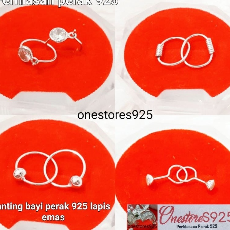 Terkini ANTING BAYI PERAK ASLI 925 LAPIS EMAS PUTIH DAN KUNING