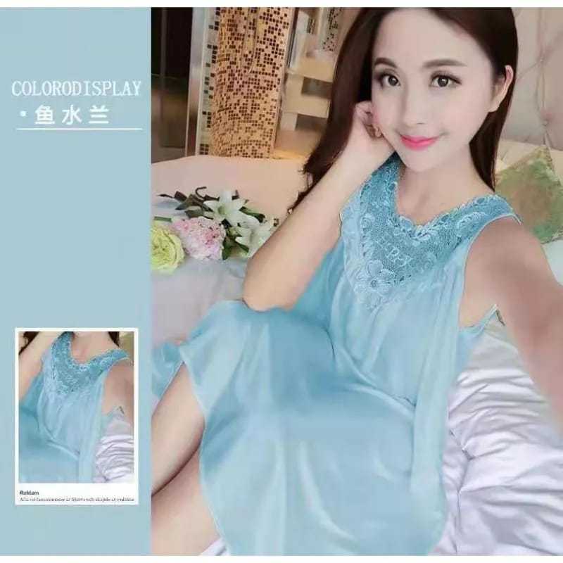 Promo Baju Tidur Wanita Lingerie Sexi Daster Happy Satin Import