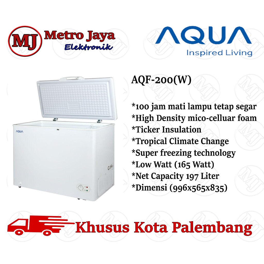 Chest Freezer AQUA AQF-200(W) 200 Liter AQF 200 W Freezer Box AQUA