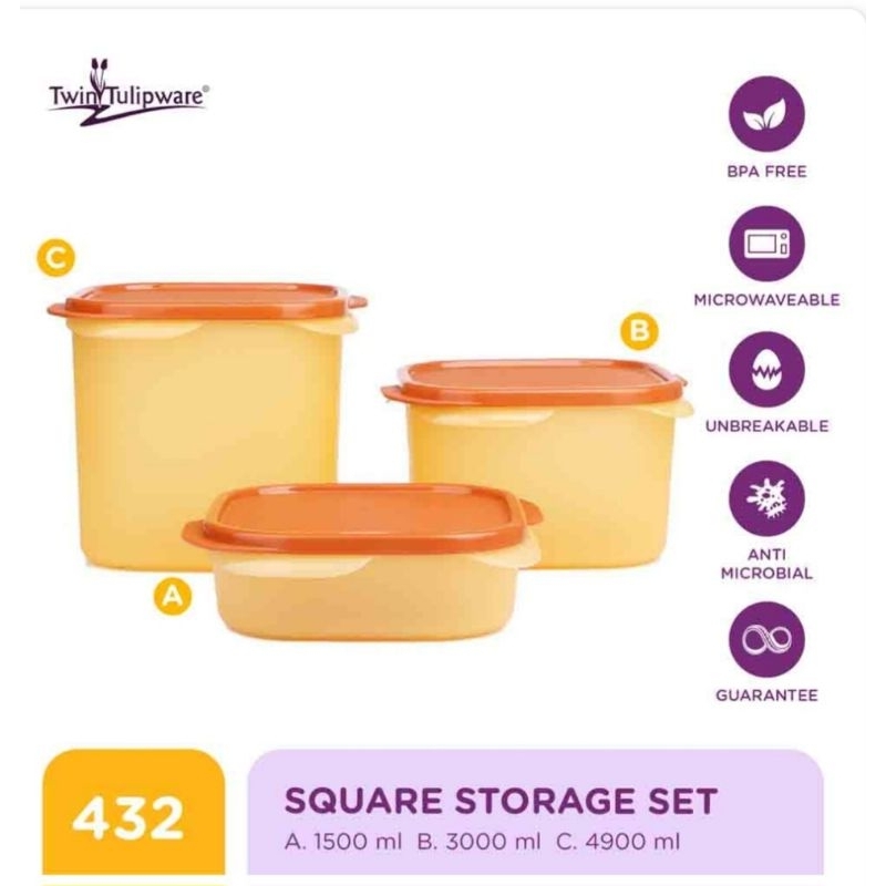 Toples Square storage set TL tulipware