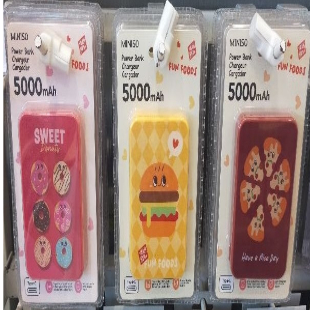 MINISO POWER BANK 5000mah FUN FOODS TYPE - C
