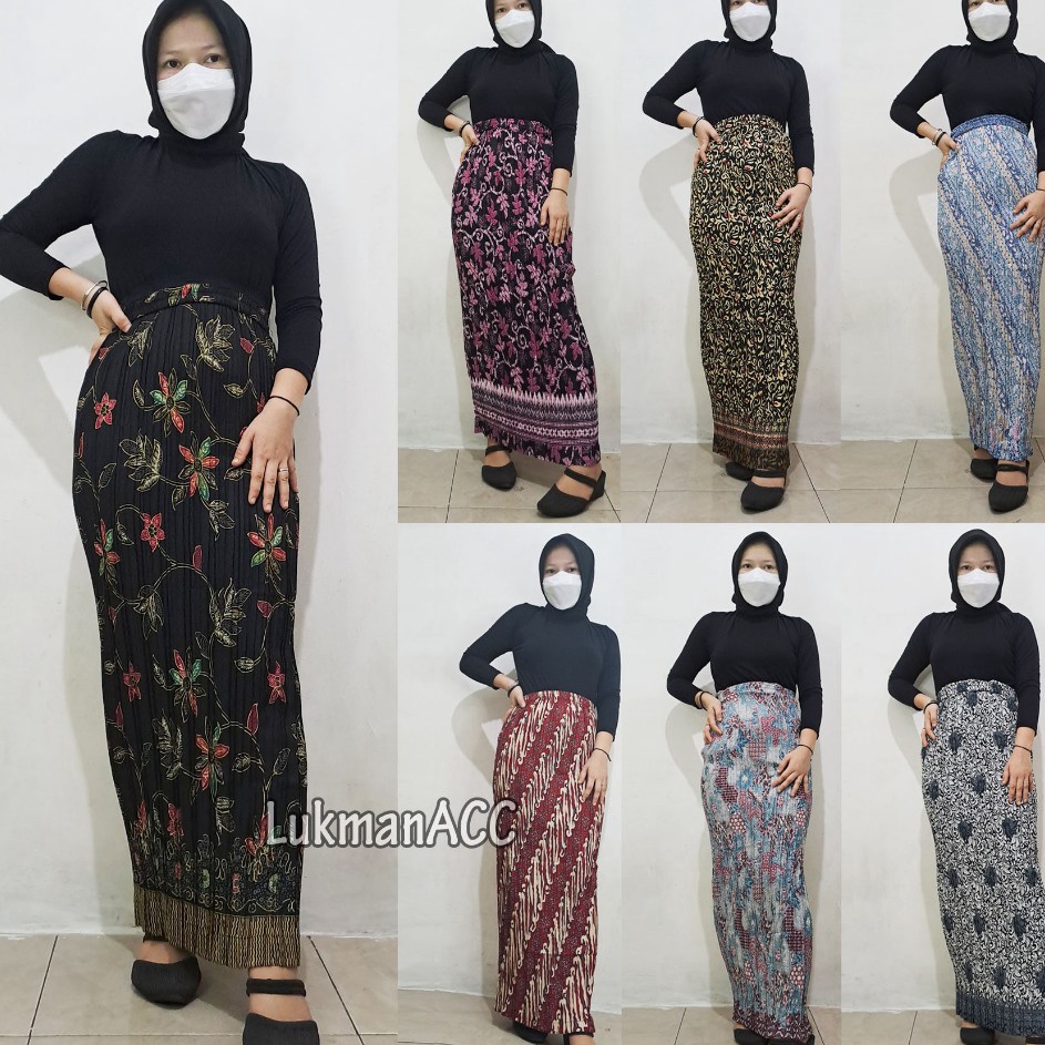 Kode NSO447 Real Pict Rok Plisket Wanita Jumbo / Bawahan Kebaya / Pakaian Pesata Wanita / Rok Kain M