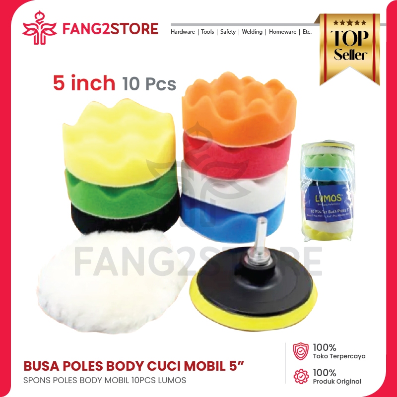 Busa Poles Bulat Alat Poles Cuci Body Mobil 10 Pcs 5 Inch 125mm Lumos