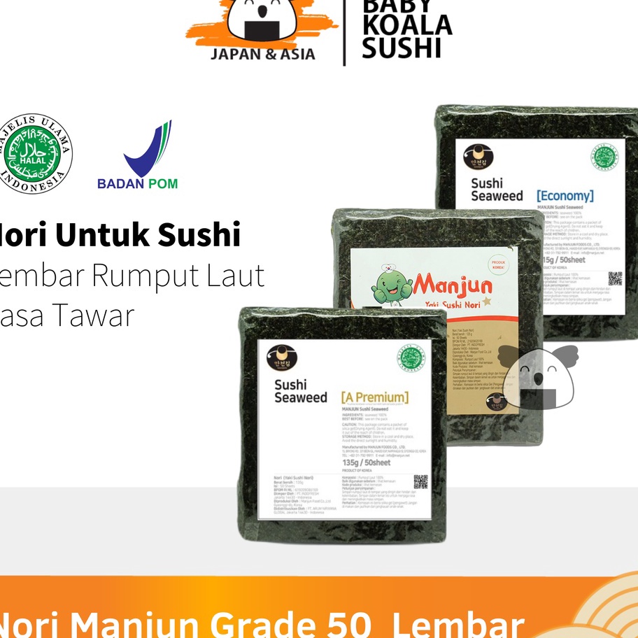 

Laris MANJUN Sushi Nori Kimbab 50 S Halal │ Nori Gimbab Import Lembar Rumput Laut