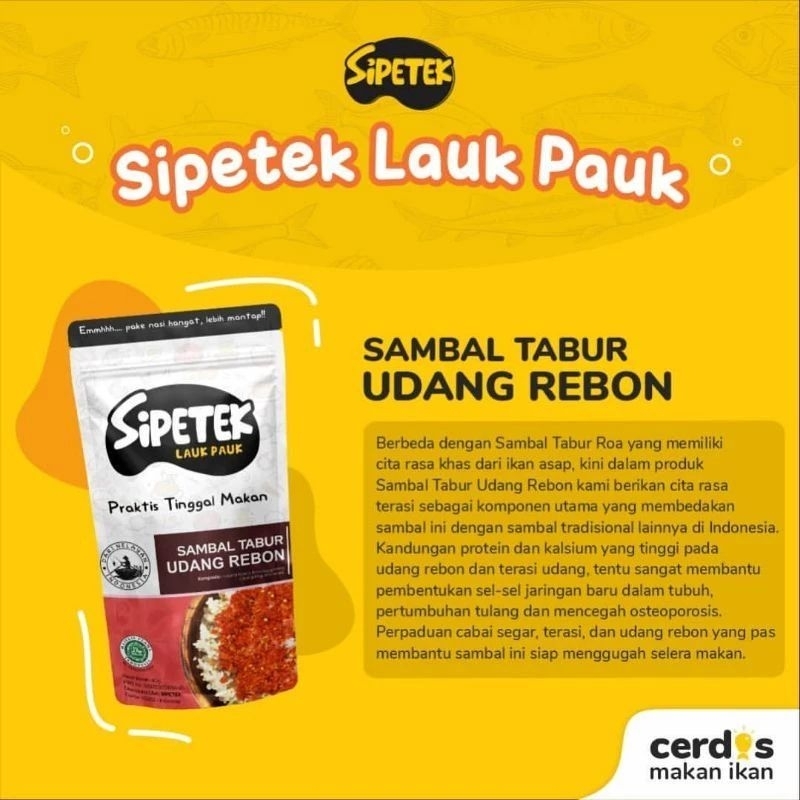 

SIPETEK SAMBAL TABUR UDANG REBONLauk Pauk non msg 30 gram