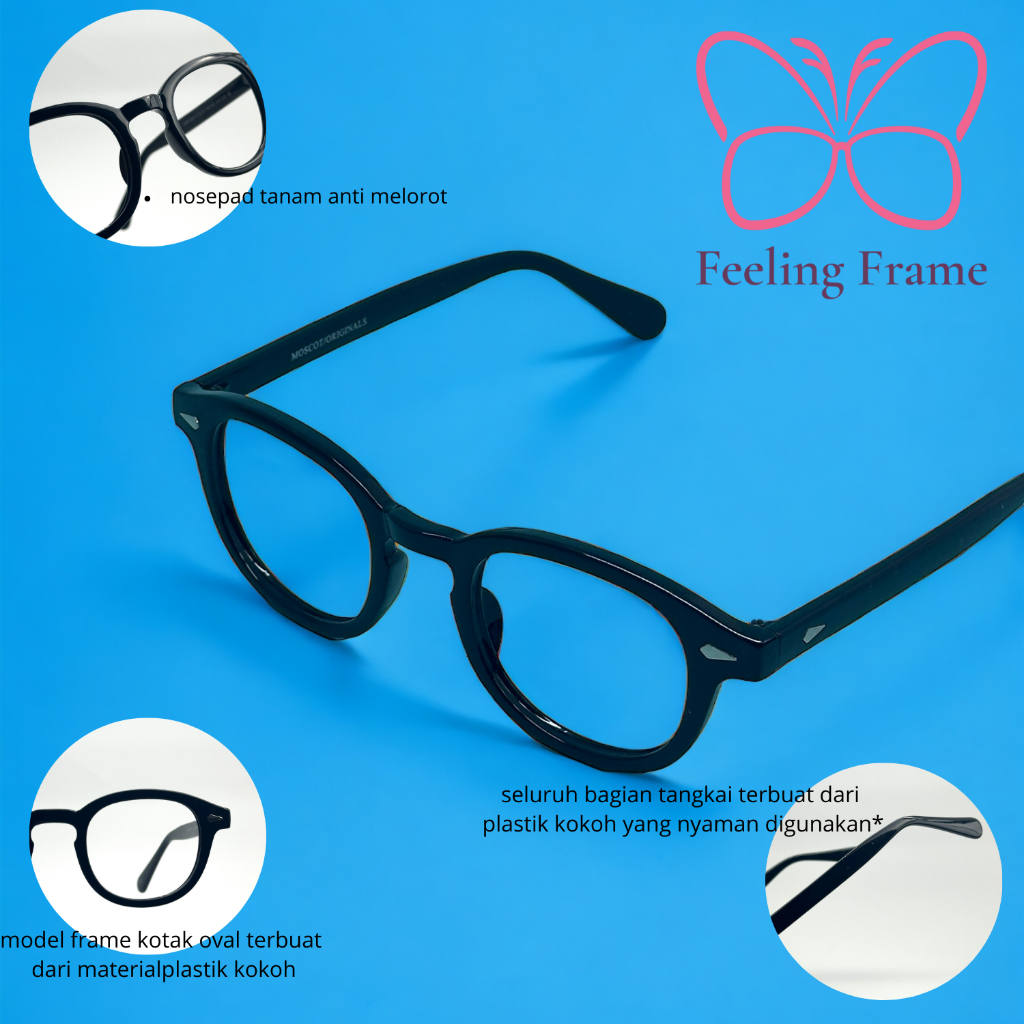 FRAME KACAMATA PLASTIK KOKOH MODEL BULAT TEBAL ROMA SERIES