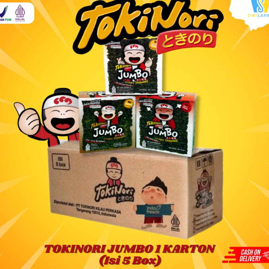 

Serba Murah Tokinori Jumbo 1 Karton ISI 5 BOX | Cemilan Rumput Laut Nori