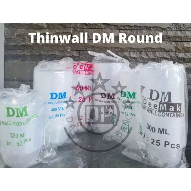 Thinwall DM 200ml 400ml 300ml Mangkok Makan Bowl Bulat Plastik Mangkok ES Puding 250ml 450ml 500ml