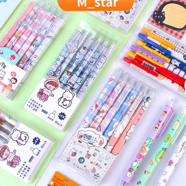 

Terlaris (6pcs) Set Pen Gel Mekanik 0.5mm Motif Cartoon/Pulpen Aesthetic/Pulpen Gel Mekanik Lucu Ready Stock