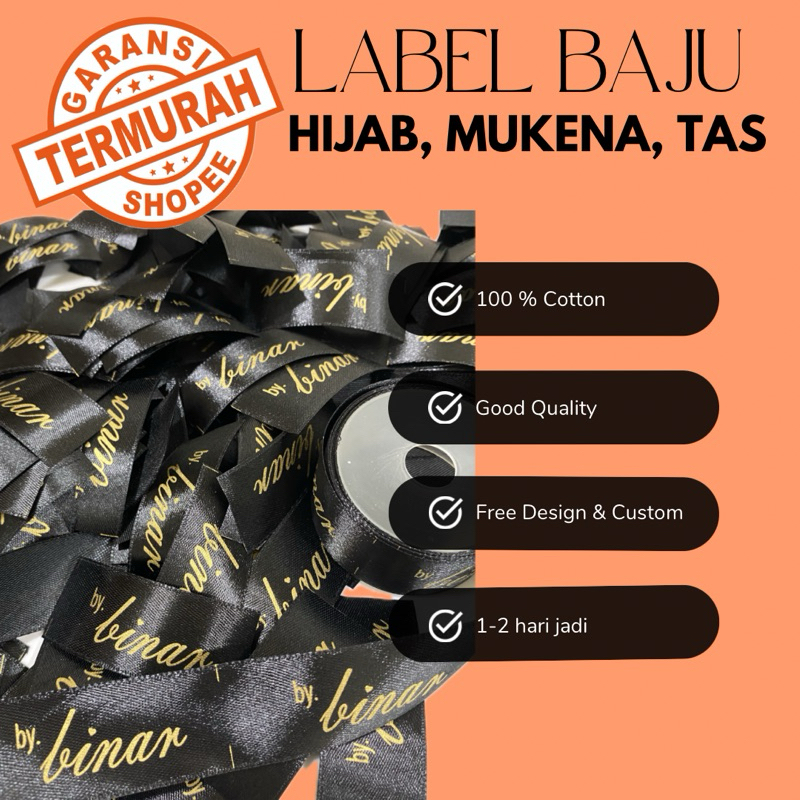Label Baju Satuan / Label Custom satuan (minim 200 pcs) free cutting sehari jadi