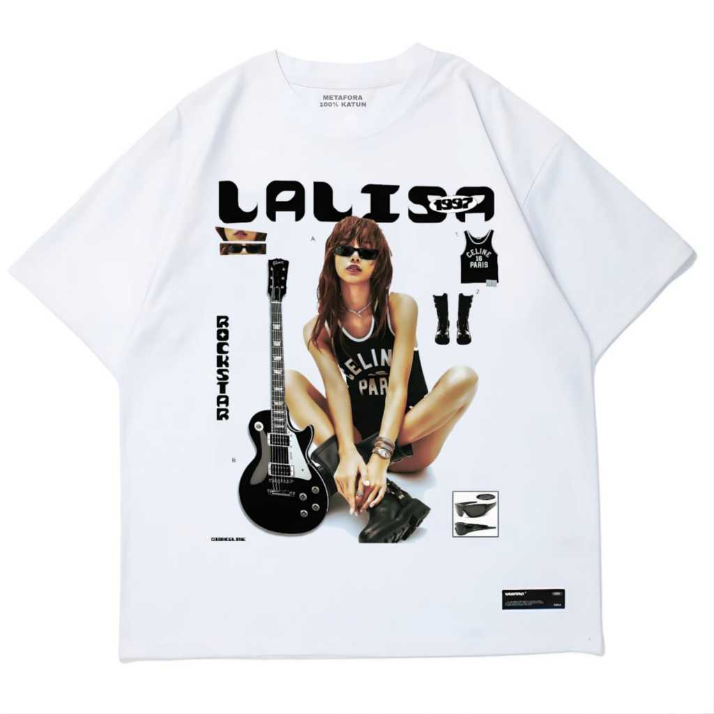 Nebula Tshirt Vintage Lalisa Kaos lengan pendek Putih