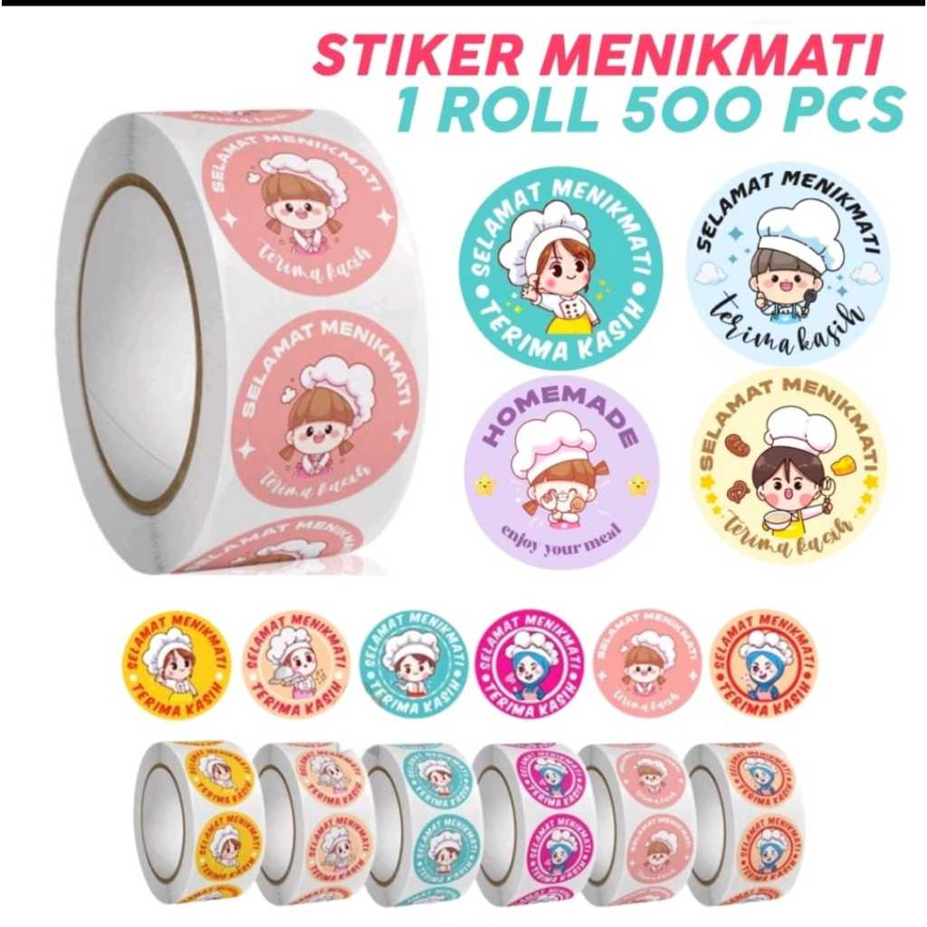 

Stiker selamat menikmati terimakasih 500pcs/roll