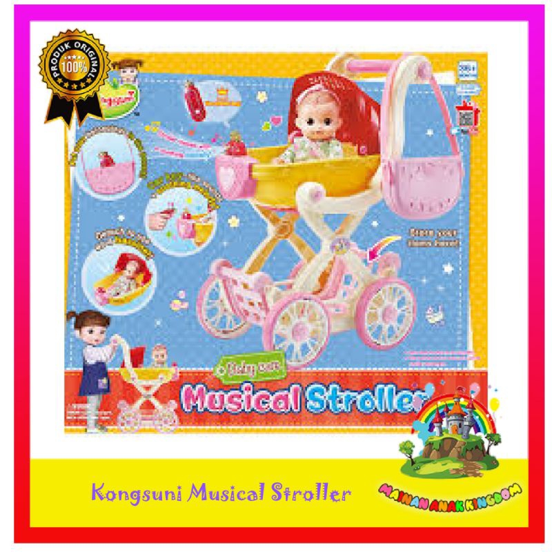 Kongsuni Musical Stroller Baby Care Young Toys Mainan Dorongan Boneka