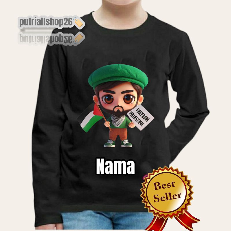 BAJU KAOS ANAK LAKI LAKI MOTIF TENTARA PALESTINA (GRATIS NAMA)