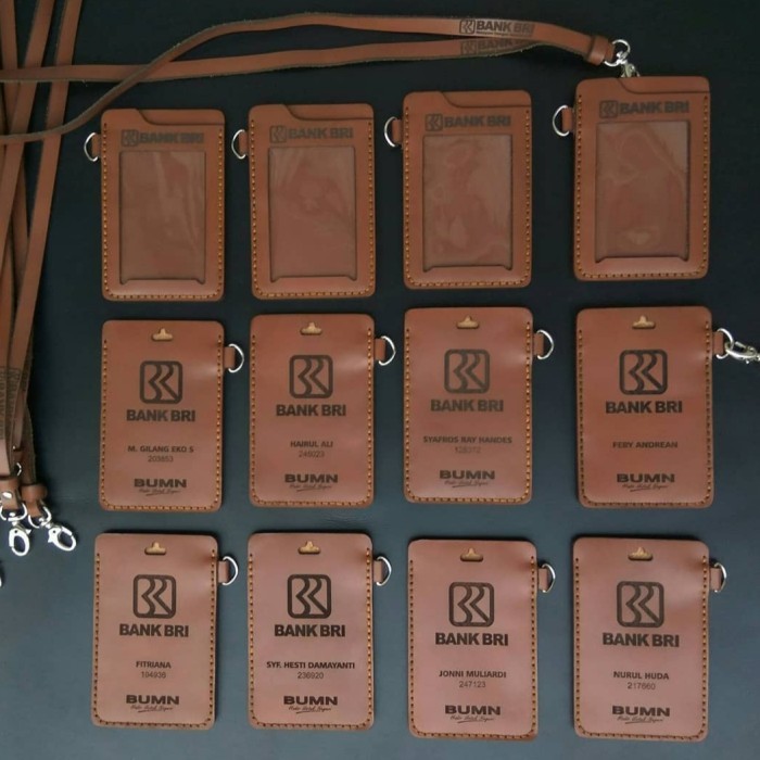 

Id Card Holder Kulit Custom Nama, Name Tag Kulit Asli Custom