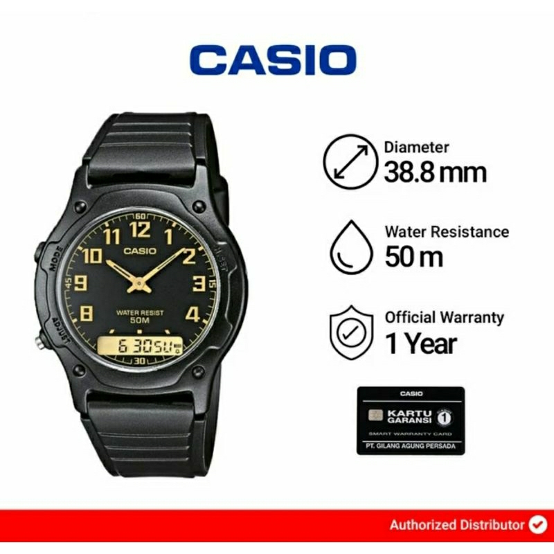 Jam Tangan Casio Unisex AW-49H-1B Digital Analog Dial