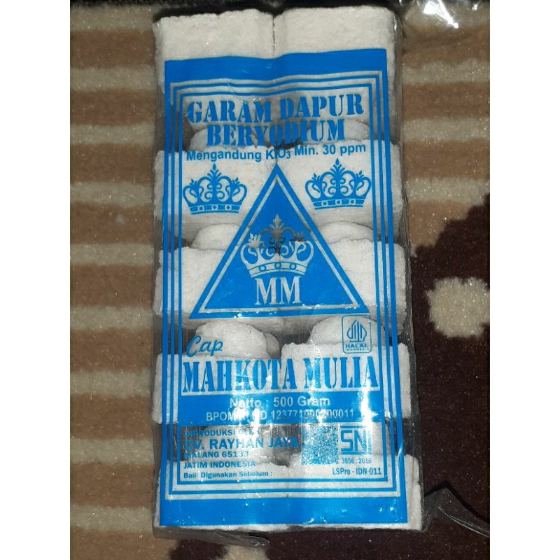 

Garam Dapur Kotak Beryodium merk Mahkota Mulia 500 Gram