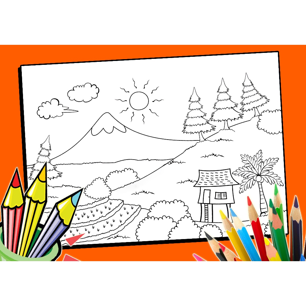 

Kertas Gambar Mewarnai Tema PEMANDANGAN ukuran A4