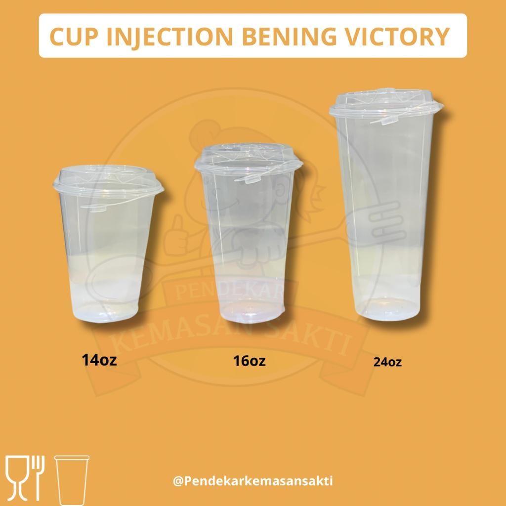 [25 PCS] Cup Injection 14 16 24 oz + Tutup Thinwall Cup Minuman Bening Doff Tebal Cup Boba Tea Cup