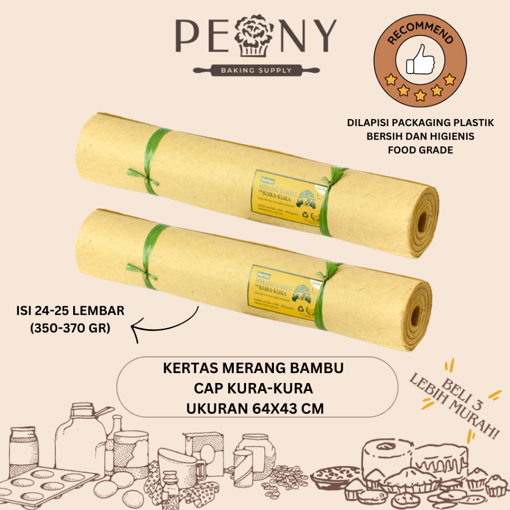 

KERTAS MERANG / KERTAS MINYAK BAMBU CAP KURA-KURA (ISI 24/25 LEMBAR 350-370 GR) UK. 64X43 CM