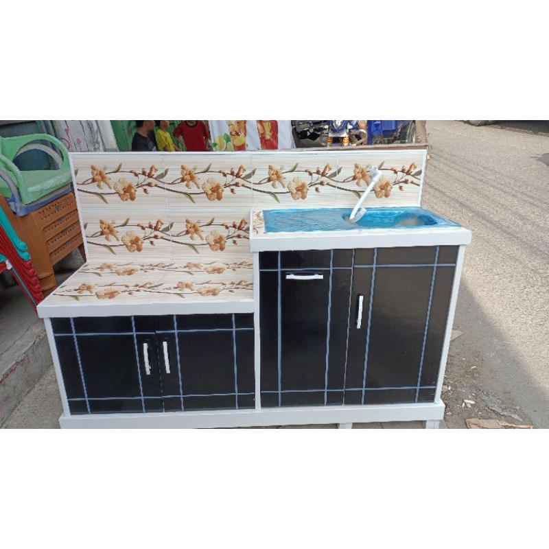 Rak Meja Kompor dan Wastafel Pintu 4 Minimalis Kayu untuk Dapur