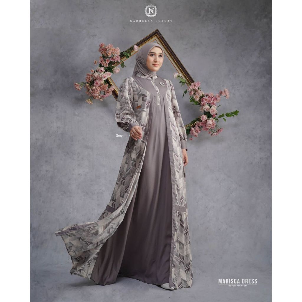 Marisca Dress By Nadheera Luxury / Gamis Nadheera Ori / Gamis Bahan Rayon