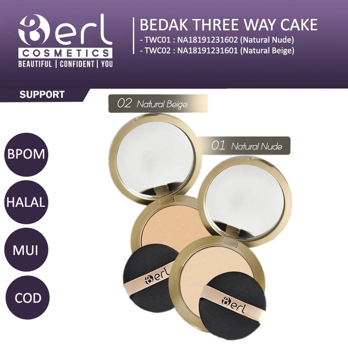 Berl  Cosmetics Skincare Three way cake /Bedak Berl