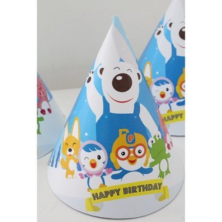 topi kerucut pororo / topi ultah pororo / topi ultah custom pororo / topi ulang tahun pororo