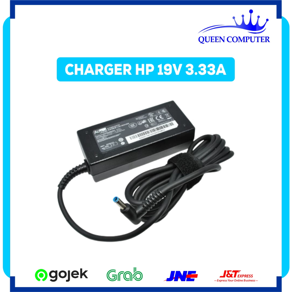 Adaptor Charger Laptop hp 14 Hp Envy 14, Hp Pavilion 15 19v 3.3a BIRU