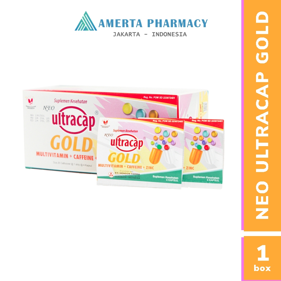 NEO ULTRACAP GOLD Box Suplemen Kesehatan Multivitamin C E B Complex Caffeine Zinc
